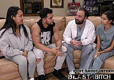 Damn mia's shaved pussy spreads wide in pov as handjob unloads thick cum blast all over her