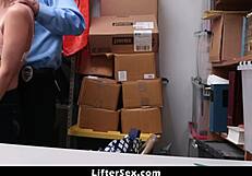 shoplifter penelope reed scared of officers huge dick it wont fit her tight pussy at work