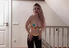 belly dancer goddess sways her huge belly in glasses fetish music tease