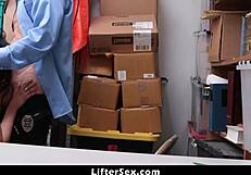 shoplifter penelope reed scared of officers huge dick it wont fit her tight pussy at work