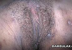 Ebony girlfriend's heart races as big white cock fills her for creampie bliss