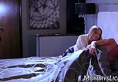 two young babes scissor and fuck hot milf mother-in-law in taboo threesome