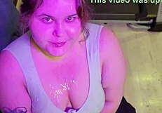 craving cum blasts on cute bbw hottie's face and big tits?