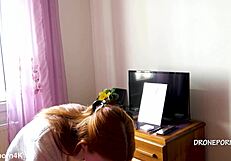 karolinka the cute czech redhead applies makeup totally naked with small tits