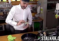 short-haired brunette jenny doll fucked hard for hubby's shop cash