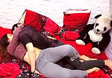 Boyfriend's massive cock stretches petite teen one more teasing evening