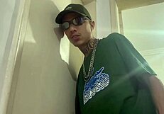 blonde skinny with small tits blows big cocks bent over doggystyle in menage