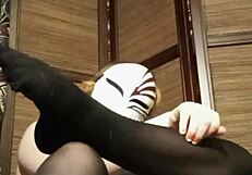 Petite Lingerie Girl Teases Pantyhose Stockings