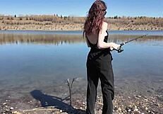 stepsis bends over moaning in forest for sneaky doggystyle lesson