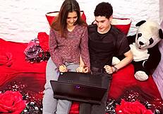 Boyfriend's massive cock stretches petite teen one more teasing evening