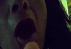 Sex goddess cleans big natural pierced tits after messy cumshot