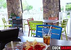 Cuck couple spots black waiter with MONSTER COCK then invites him for outdoor DOGGYSTYLE pounding