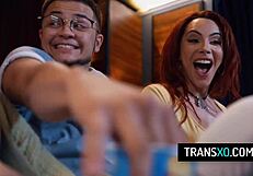 yo two hot shemales jade venus and ariel demure pound trans man nicky zeal right in the cinema