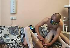 mature wife strips lingerie teases small tits pussy in homemade euro couple sex