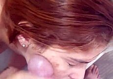 Husband commands big ass wife to kneel and suck cock