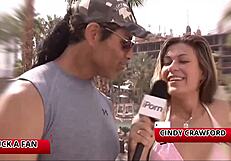 Busty Cindy Crawford drains Joe's monster cock with big tits at porn convention!