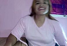 Juicy latina milf with big natural tits rides cock doggystyle in bedroom