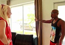 Peeping Tom Catches Crazy Blonde Teen Slut Riding Monster Cock Outdoors!