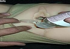 candy bent over desk for huge cock anal creampie in beige panties