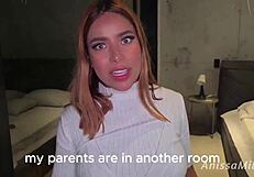 Big Ass Latina Pounds Boyfriend Near Parents