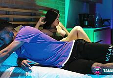 Stepmom craves my monster cock creampie while dad sleeps right beside her bed.