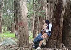 Old peasant fucks dripping wet young college girl's tight pussy outdoors