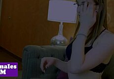 Shemale toys ass before slamming cute tgirl missionary style