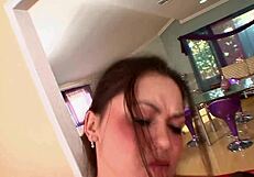 whoa ally's tiny tits bounce as monster white cock impales her deep 😩💦 cum blast on face!