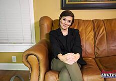 Innocent kylie fingers shaved pussy then deepthroats cum craving