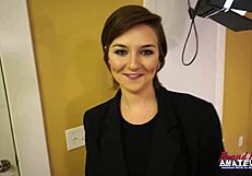 Innocent kylie fingers shaved pussy then deepthroats cum craving