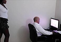 ebony student rides muscular teacher's big black cock cowgirl