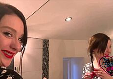 alice the perverse petite french brunette with small tits and tattoos cums hard in lingerie mmf threesome