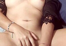 Masturbating hard with thick cucumber deep inside