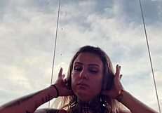 tattooed babe nearly kicked out of gym for see-through top with hard nipples from arousal