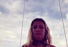 tattooed babe nearly kicked out of gym for see-through top with hard nipples from arousal