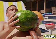 damn, my huge titty auntie milf rides hard cock poolside