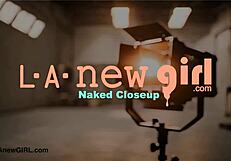 Gorgeous asian teen model strips sexy body on casting sofa