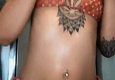 Skylarbonez milf oiled tattooed teen pussy in louis vuitton bikini hardcore