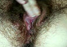 Watch This Dirty Hairy Pussy With Huge Clit Drip Cum Close Up!