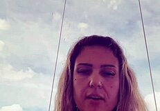 tattooed babe nearly kicked out of gym for see-through top with hard nipples from arousal