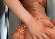 Skylarbonez milf oiled tattooed teen pussy in louis vuitton bikini hardcore