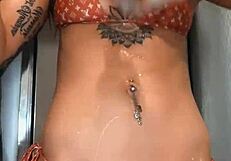 Skylarbonez milf oiled tattooed teen pussy in louis vuitton bikini hardcore