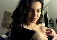 damn hot babe flashes her massive sexy tits everywhere