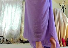 check out this curvy redhead milf dancing nude teasing her big ass legs and feet