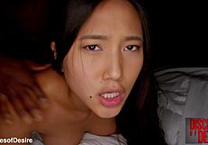 may thai takes big black cock interracial with anal piss play doggystyle and cum