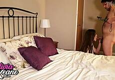 british college teen in lingerie sucks cock and takes hard pounding