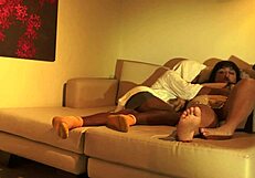 Padrastro rests as latina chubby sucks his cock fulfilling fantasy