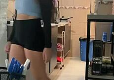 Latina bends over for contractor's thick cock deep inside her