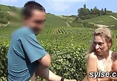 BUKKAKE BLASTS IN PUBLIC CINEMA AND VIRGIN'S VINEYARD THREESOME!