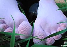 oh man my goddess feet look so cute in white socks jeans on spring grass